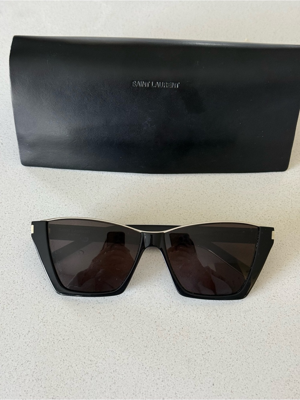 Saint Laurent Black Sculpted Cat-Eye Sunglasses